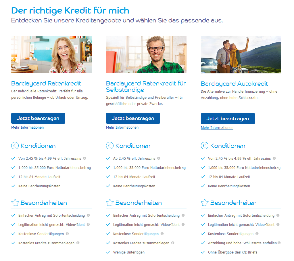 Kredite bei Barclaycard