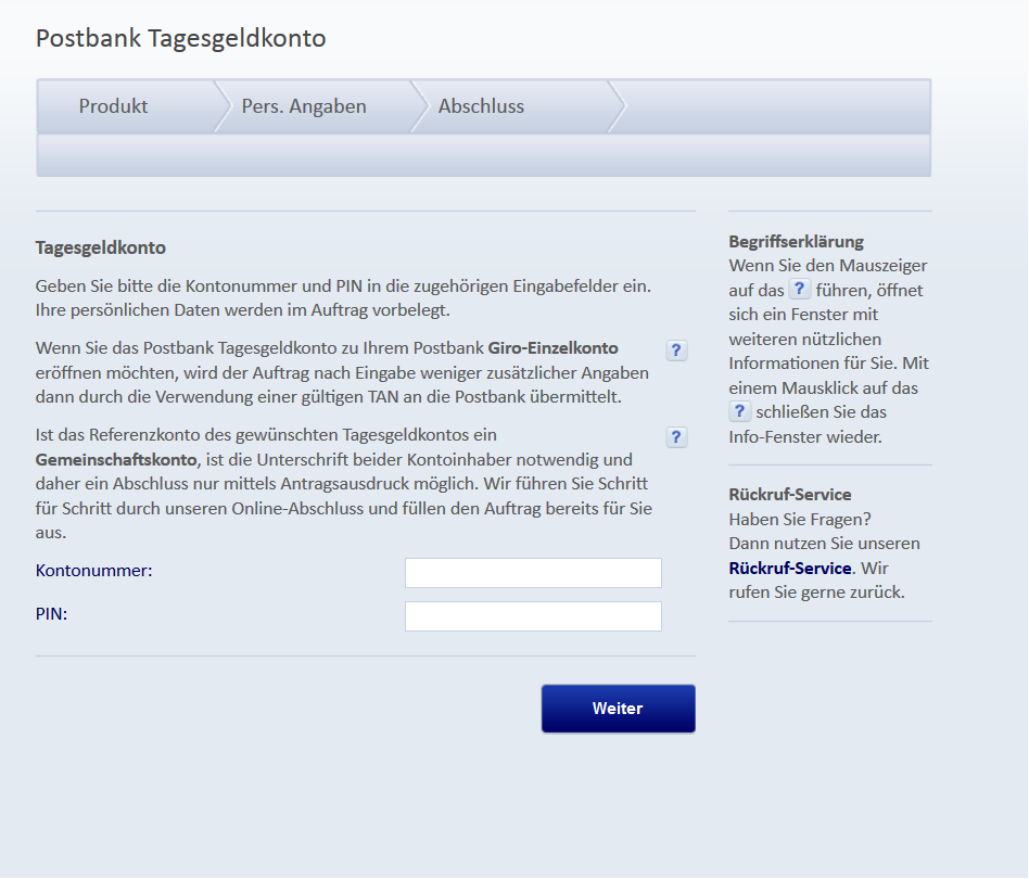 Die Online-Eröffnung des Postbank Tagesgeldkontos
