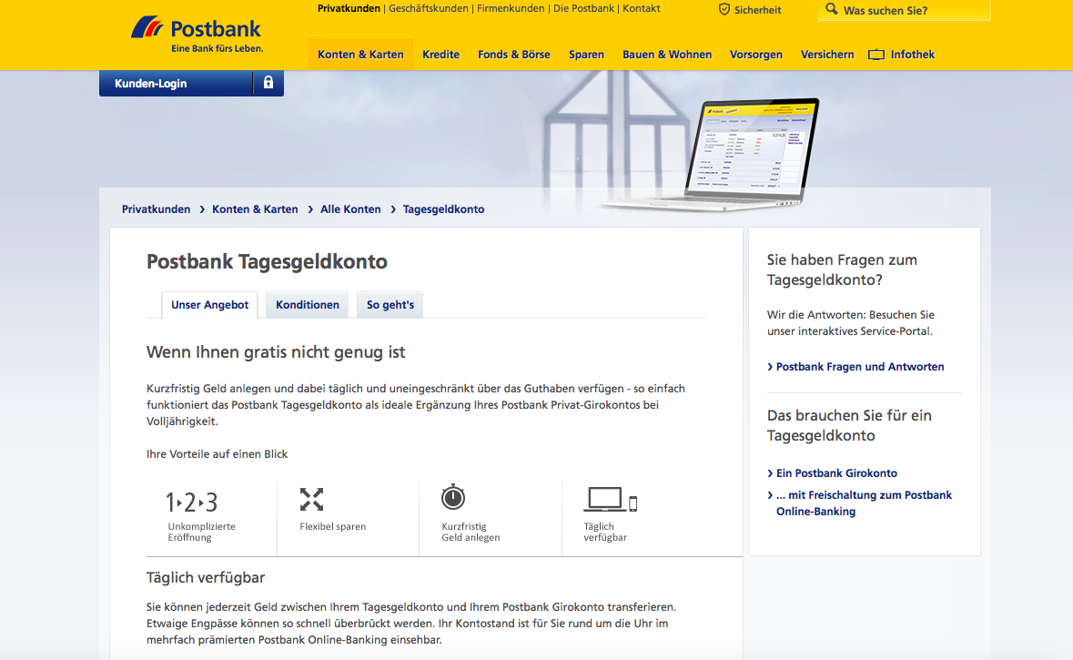 Tagesgeldkonto Postbank