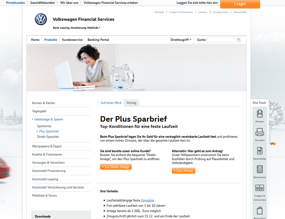 Die Vorteile des VW Bank Sparbriefs im Überblick