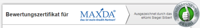 Maxda Siegel auf eKomi
