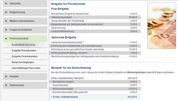 Konditionen im MeineGirokarte Test