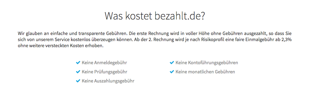 Transparente Gebühren bei bezahlt.de