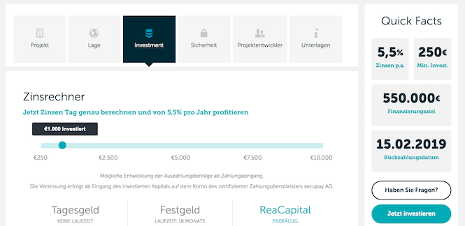 ReaCapital Projekt Informationen