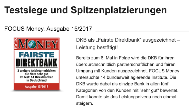 DKB Auszeichnungen