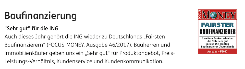 ING-DiBa Auszeichnung