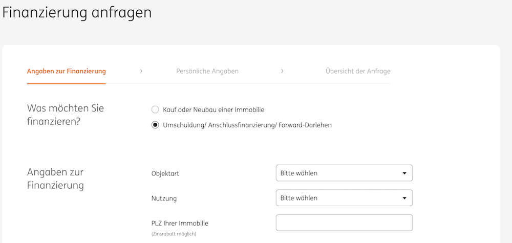 ING-DiBa Finanzierungs-Anfrage