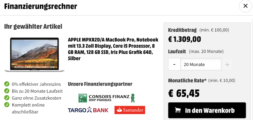 MacBook Media Markt Finanzierung