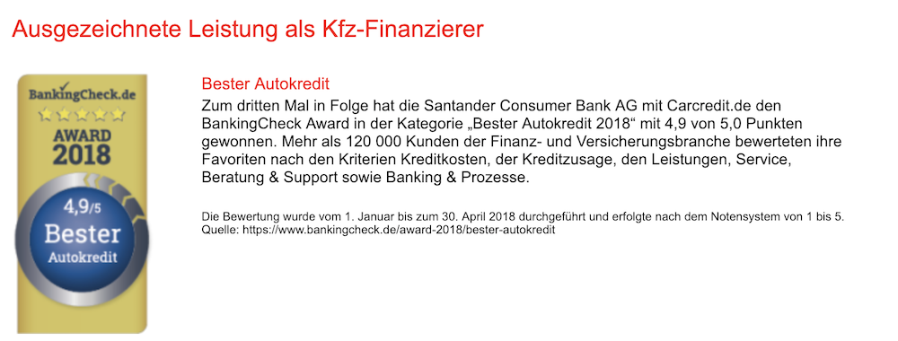 Santander Bank Auszeichnung